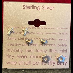 PETITE STERLING SILVER 3 PAIR EARRING SET BY ITTY BITTY
